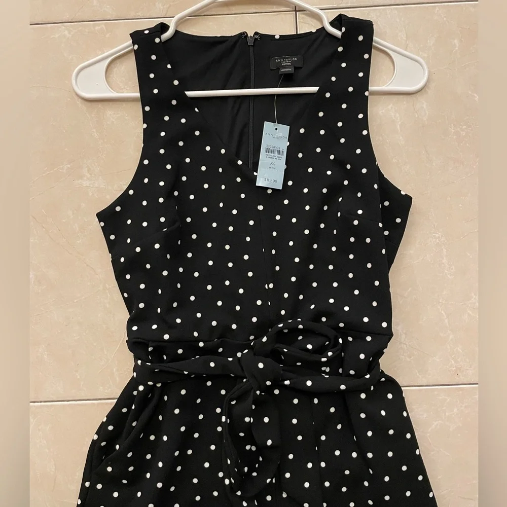 Black Polka Dot Jumpsuit Sz XSP (Ann Taylor) - Picture 3 of 4
